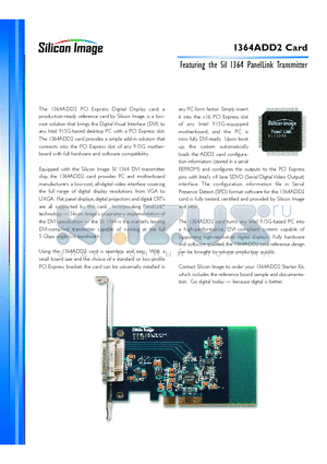 1364ADD2 datasheet - Featuring the SiI 1364 PanelLink Transmitter