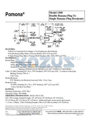 1368-A-18 datasheet - Double Banana Plug To Single Banana Plug Breakouts