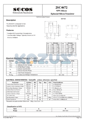 2SC4672 datasheet - NPN Silicon Epitaxial Silicon Tra nsistor