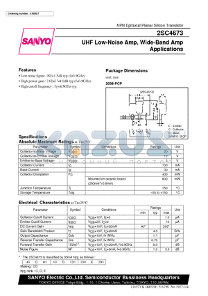 2SC4673 datasheet - UHF Low-Noise Amp, Wide-Band Amp Applications