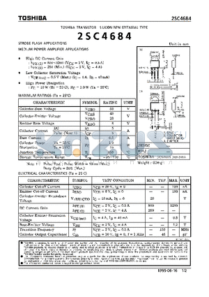 2SC4684 datasheet - NPN EPITAXIAL TYPE (STROBE FLASH, MEDIUM POWER AMPLIFIER APPLICATIONS)