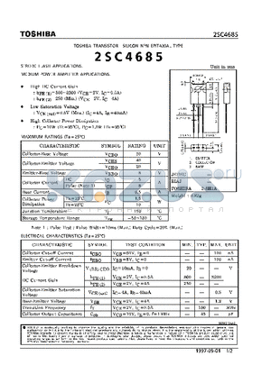 2SC4685 datasheet - NPN EPITAXIAL TYPE (STROBE FLASH, MEDIUM POWER AMPLIFIER APPLICATIONS)