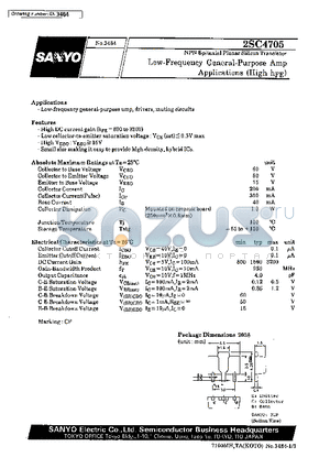 2SC4705 datasheet - Low-Frequency General-Purpose Amp, Applications(High hFE)