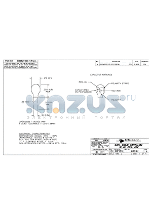 20641-A datasheet - CAP., SOLID TANTALUM 10uF, 20%, 25V