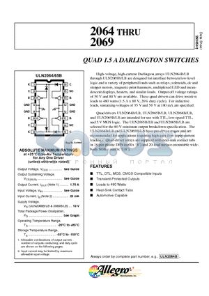 2064 datasheet - QUAD 1.5 A DARLINGTON SWITCHES