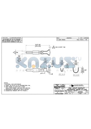 20689 datasheet - PIN, SPLIT CONTACT UNIVERSAL MATE-N-LOK