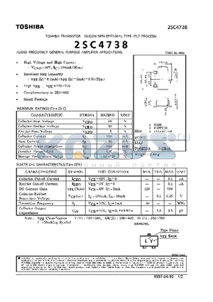 2SC4738 datasheet - NPN EPITAXIAL TYPE (AUDIO FREQUENCY GENERAL PURPOSE AMPLIFIER APPLICATIONS)