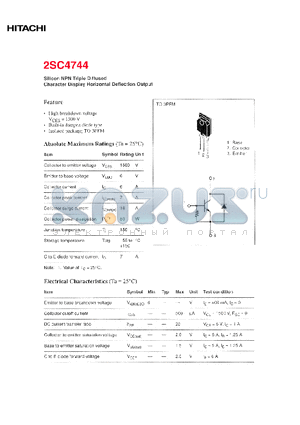 2SC4744 datasheet - Charcater Display Horizontal Deflection Output