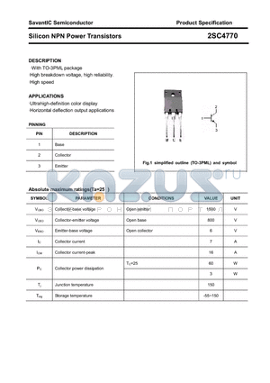 2SC4770 datasheet - Silicon NPN Power Transistors