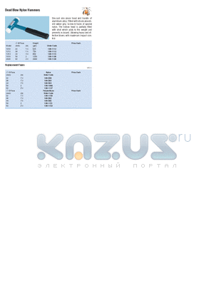 138-1113 datasheet - Dead Blow Nylon Hammers