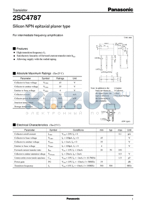 2SC4787 datasheet - Silicon NPN epitaxial planer type(For intermediate frequency amplification)