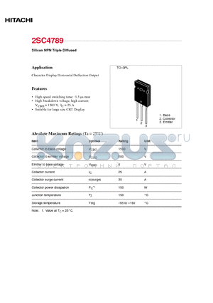 2SC4789 datasheet - Silicon NPN Triple Diffused