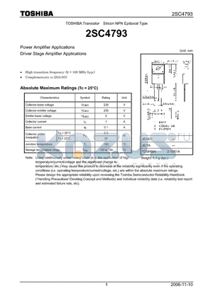 2SC4793_06 datasheet - Silicon NPN Epitaxial Type Power Amplifier Applications