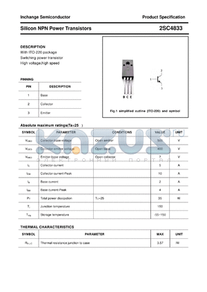 2SC4833 datasheet - Silicon NPN Power Transistors