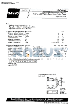 2SC4865 datasheet - VHF to UHF Wide-Band Low-Noise Amp Applications