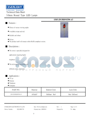 1383-2SURD-S530-A3 datasheet - 5.0mm Round Type LED Lamps