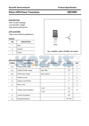 2SC4881 datasheet - Silicon NPN Power Transistors