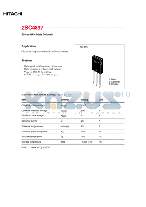 2SC4897 datasheet - Silicon NPN Triple Diffused