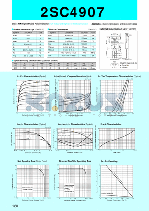 2SC4907 datasheet - Silicon NPN Triple Diffused Planar Transistor(Switching Regulator and General Purpose)