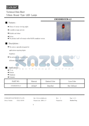 1383SDRD/S530-A3 datasheet - 5.0mm Round Type LED Lamps