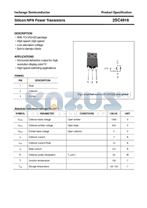 2SC4916 datasheet - Silicon NPN Power Transistors