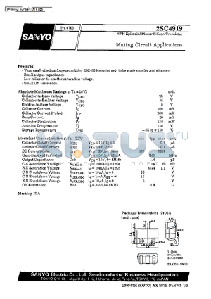 2SC4919 datasheet - Muting Circuit Applications