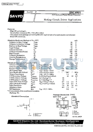 2SC4921 datasheet - Muting Circuit, Driver Applications