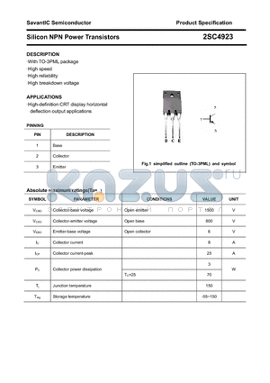 2SC4923 datasheet - Silicon NPN Power Transistors