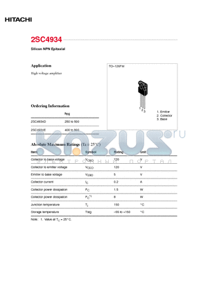 2SC4934D datasheet - Silicon NPN Epitaxial