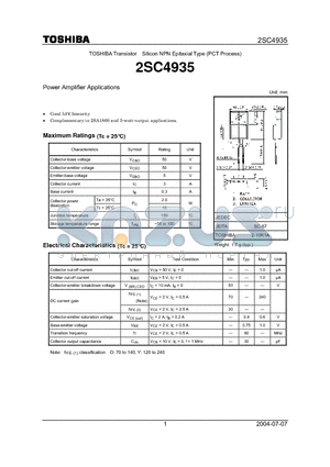 2SC4935_04 datasheet - Power Amplifier Applications