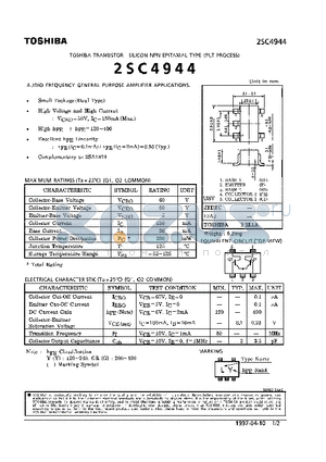 2SC4944 datasheet - NPN EPITAXIAL TYPE (AUDIO FREQUENCY GENERAL PURPOSE AMPLIFIER APPLICATIONS)