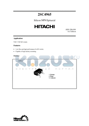 2SC4965 datasheet - VHF / UHF RF switch