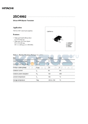 2SC4992 datasheet - Silicon NPN Bipolar Transistor