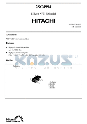 2SC4994 datasheet - Silicon NPN Epitaxial