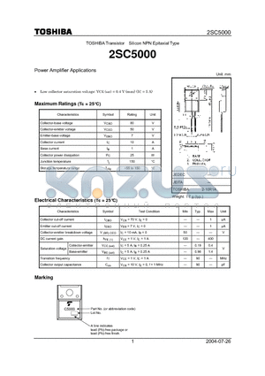 2SC5000 datasheet - Power Amplifier Applications