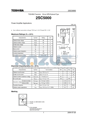 2SC5000_04 datasheet - Power Amplifier Applications