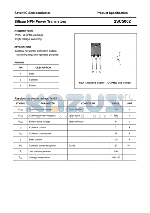 2SC5002 datasheet - Silicon NPN Power Transistors