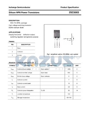 2SC5003 datasheet - Silicon NPN Power Transistors