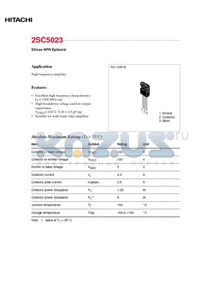 2SC5023 datasheet - High frequency amplifier