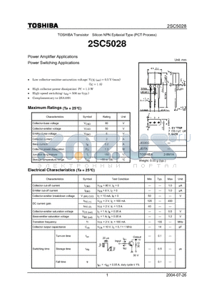 2SC5028 datasheet - Power Amplifier Applications