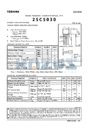 2SC5030 datasheet - NPN EPITAXIAL TYPE (STOROBE FLASH, MUDIUM POWER AMPLIFIER APPLICATIONS)