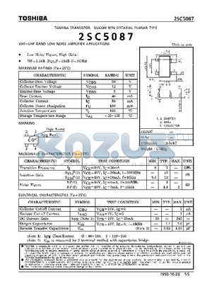 2SC5087 datasheet - NPN EPITAXIAL PLANAR TYPE (VHF~UHF BAND LOW NOISE AMPLIFIER APPLICATIONS)
