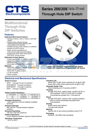 2083LPST datasheet - Multifunctional Through Hole DIP Switches