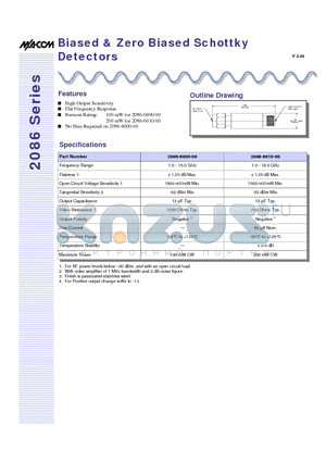 2086-6010-00 datasheet - Biased & Zero Biased Schottky Detectors