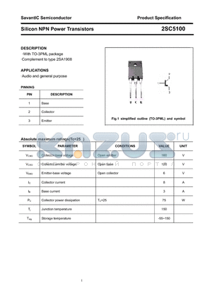 2SC5100 datasheet - Silicon NPN Power Transistors