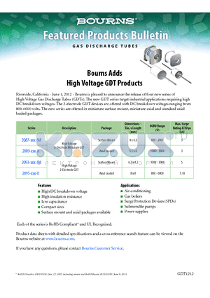 2087-XXX-SM datasheet - High Voltage GDT Products