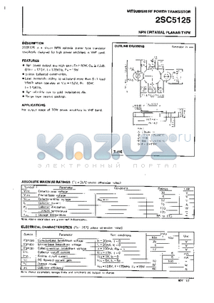 2SC5125 datasheet - NPN EPITAXIAL PLANAR TYPE (RF POWER TRANSISTOR)