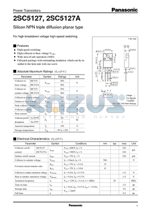 2SC5127 datasheet - Silicon NPN triple diffusion planar type