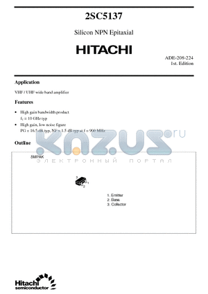 2SC5137 datasheet - Silicon NPN Epitaxial