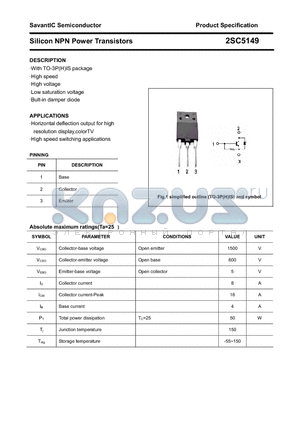 2SC5149 datasheet - Silicon NPN Power Transistors